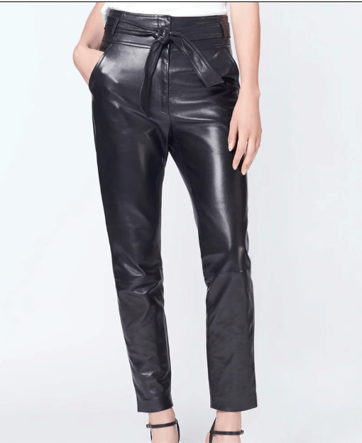 high waisted black leather pants